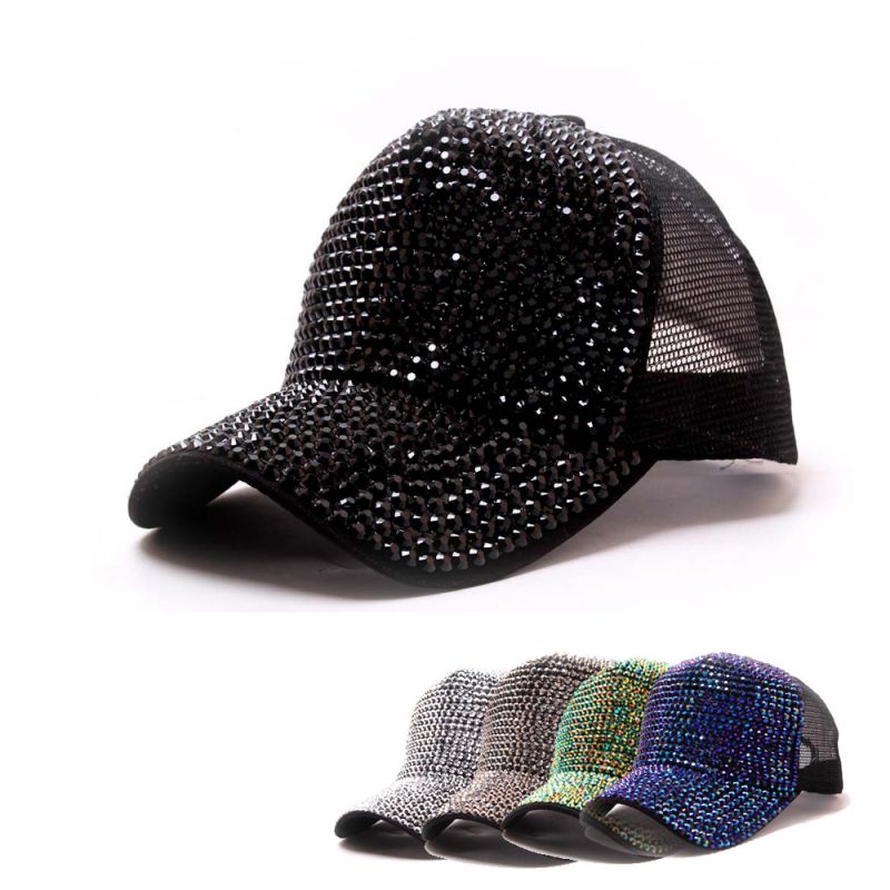 Gorras trucker hat latest design new fashion full diamond crystal cap hip-hop mesh baseball cap