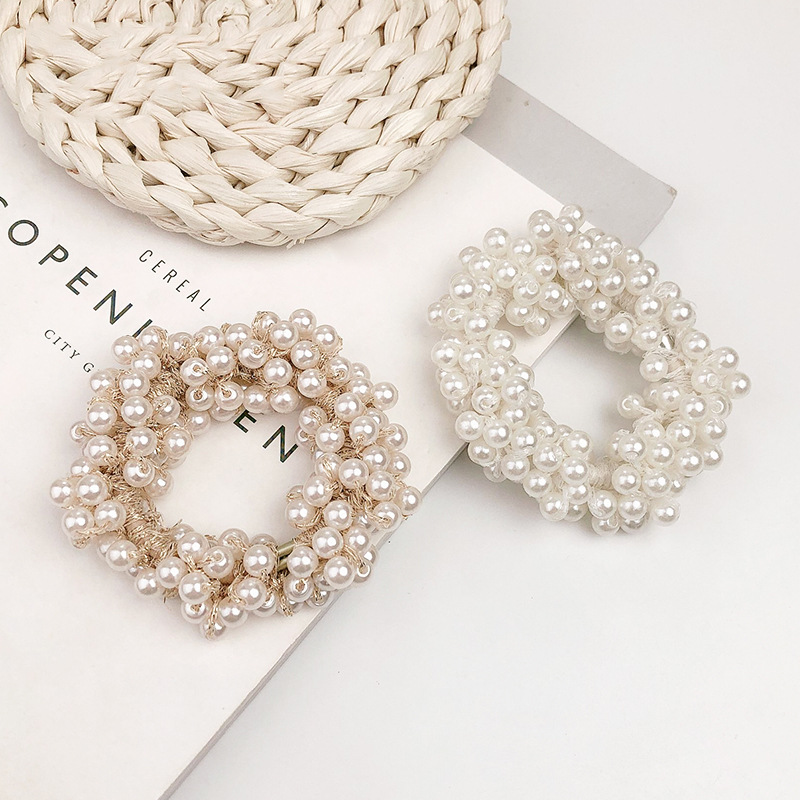 High quality girls imitation pearl hair accessories simple rubber elastic hair rope wholesale