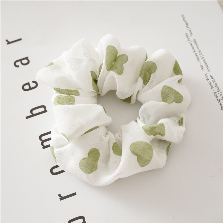 custom heart printing Simple chiffon scrunchies cotton spot design hair scrunchies