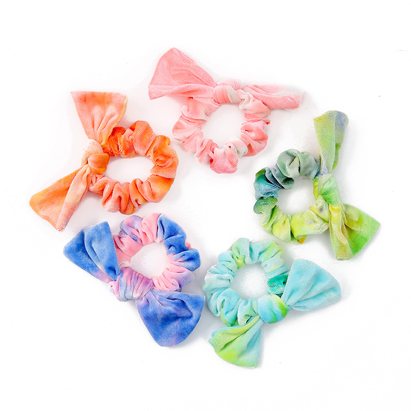 Custom Velvet Bow Bunny Ear Scrunchies Velvet Scrunchies for girls