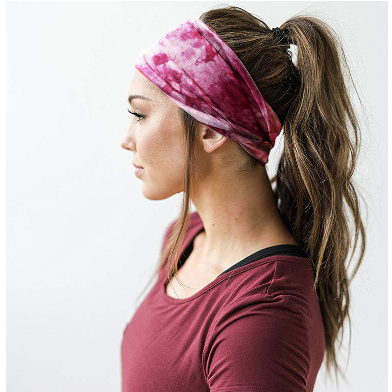 Chinese Custom Printed Ink Painting Women Stretch Hairband Sports Elastic headbands for women