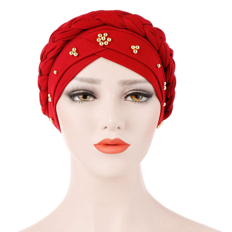 New Design Headwrap Plain Baggy Hats Arabian Braid Muslim Turban Wholesale Arab Beaded Bonnet